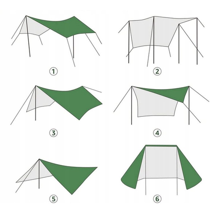 Plandeka namiotowa 3x3 m, Overmont, multicolor, 6 sledzi, 6 linki