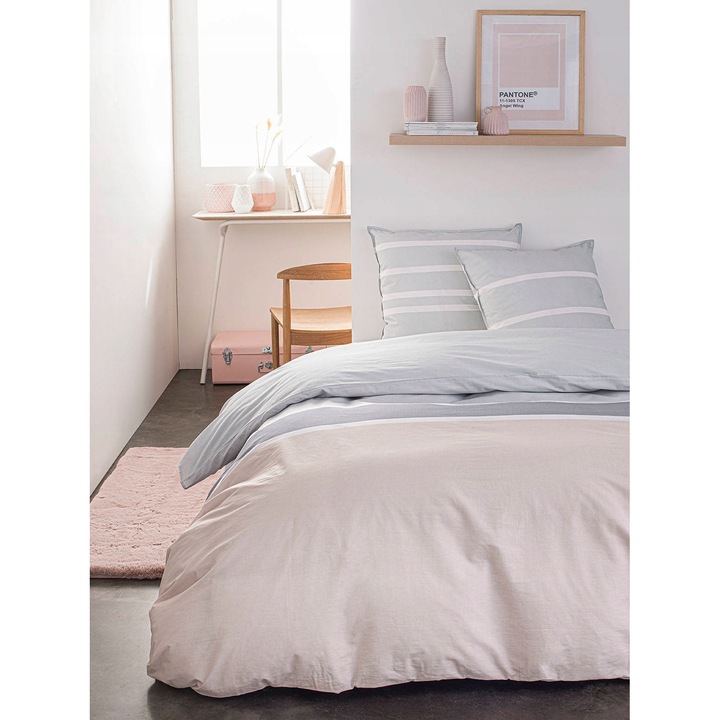 Ágyneműhuzat garnitúra, Today, SOFT PINK, pamut, többszínű, 200x220cm, 2 párna 70x80cm