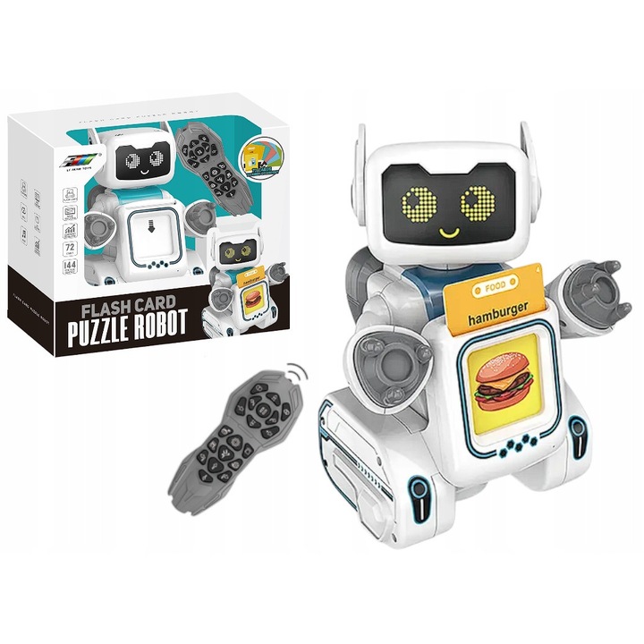 Интерактивен робот с дистанционно управление, 72 образователни карти, 25x14,7 см, многоцветен