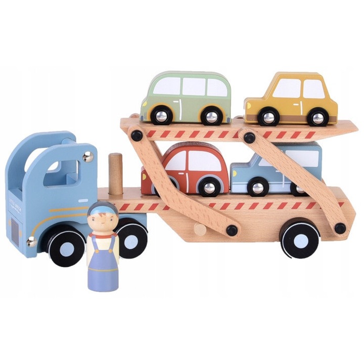 Set 4 masinute, Little Dutch, din lemn, dimensiuni 29x15x8cm