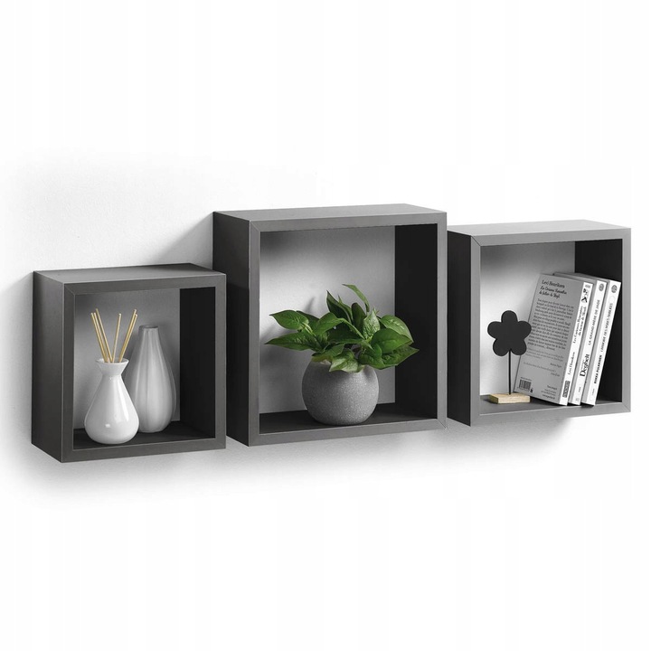 Set 3 Polite Decorative Homea, Culoare Gri, Dimensiuni 23x17,5x23cm, 26,5x17,5x26,5cm, 30x17,5x30cm