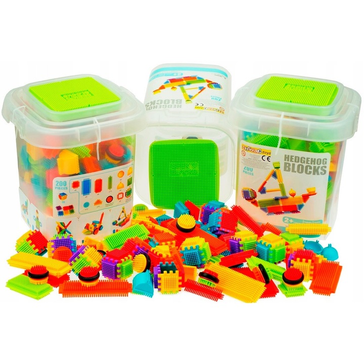 Set de constructie Nicola Toys, 200 piese, culori variate, 25x26x30cm