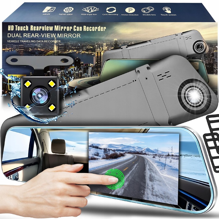 Wideorecorder auto cu camera de marsarier, 4,89 inch, 170° unghi de vedere, set complet