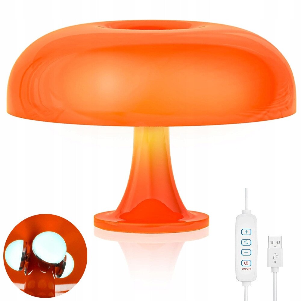 Lampa de birou vintage, portocalie, 32x22,3x12,5cm, cu 3