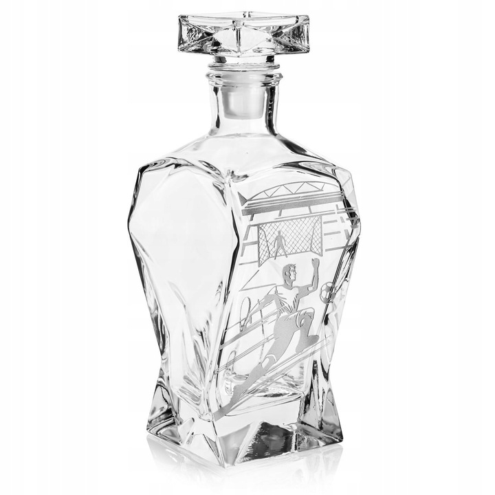Whisky dekanter 750ml, gravírozott, futball dizájn, átlátszó, 87x220mm