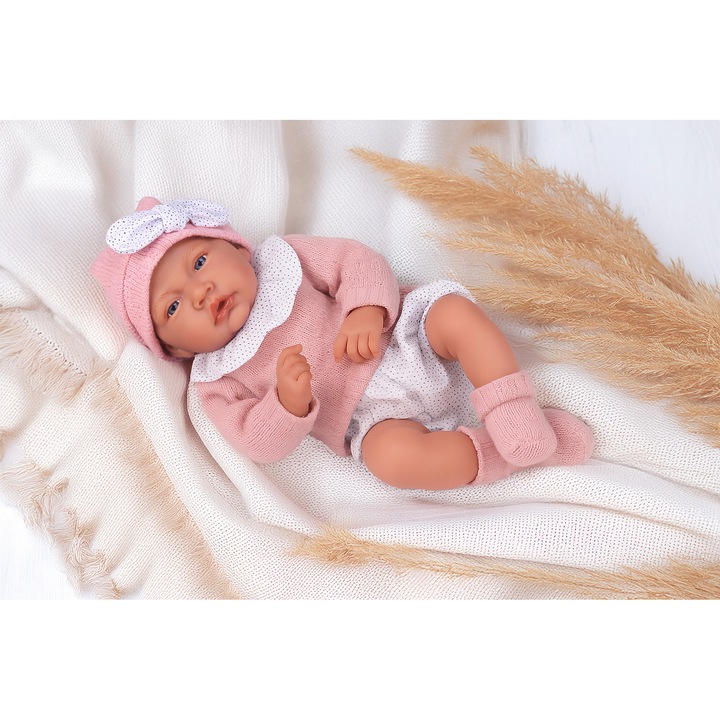 Set papusi interactiva Kinderplay Lili, 41 cm, sunete realiste, imbracaminte eleganta roz