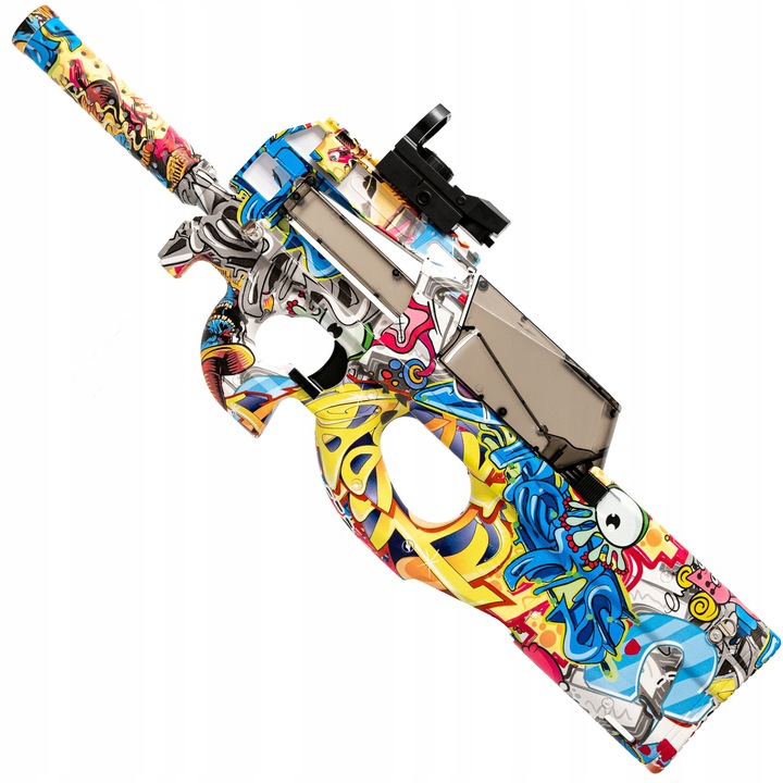 Pistol automat P90, set cu 500 bile, 63x24cm, multicolor