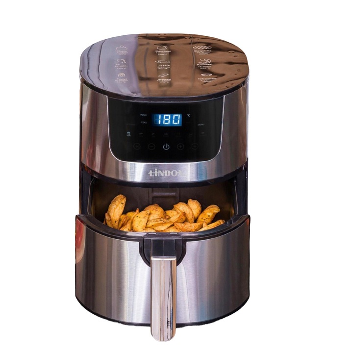 Friteuza Linbox 4.5L 1400W, 7 programe, dimensiuni 31.5x26x26cm