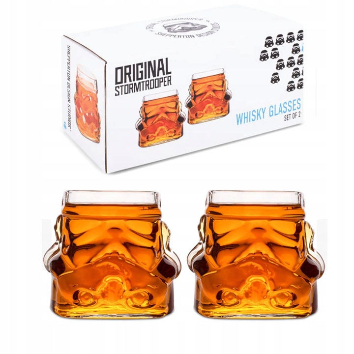 Set pahare whisky Star Wars, 2 bucati, design Stormtrooper, 300 ml, sticla borosilicata