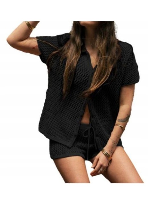 Compleu dama s113, Negru, Tricot, Boho, One Size INTL