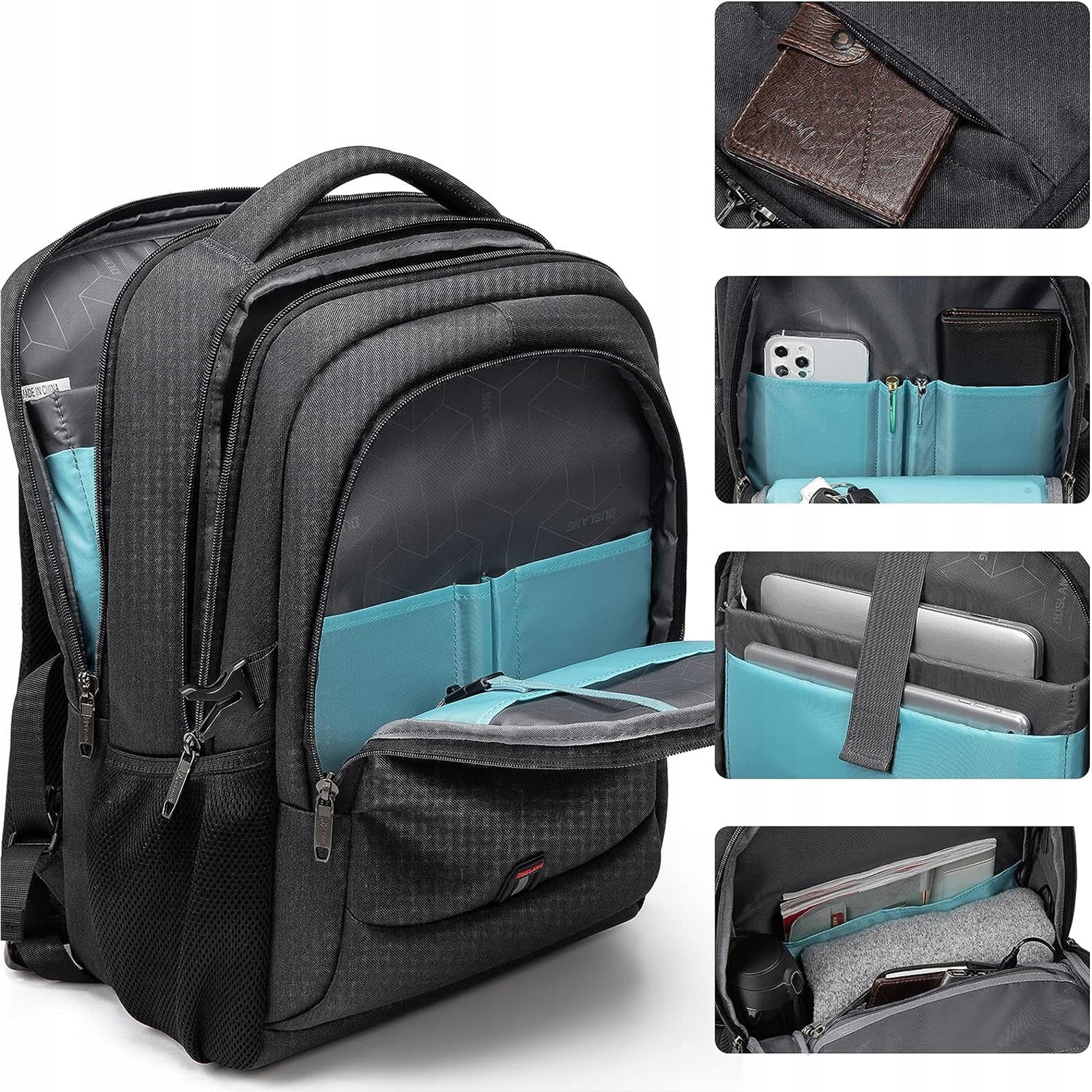 Rucsac urban pentru laptop 17,3", cu port USB, compartimente multiple, impermeabil, 33x20x47cm
