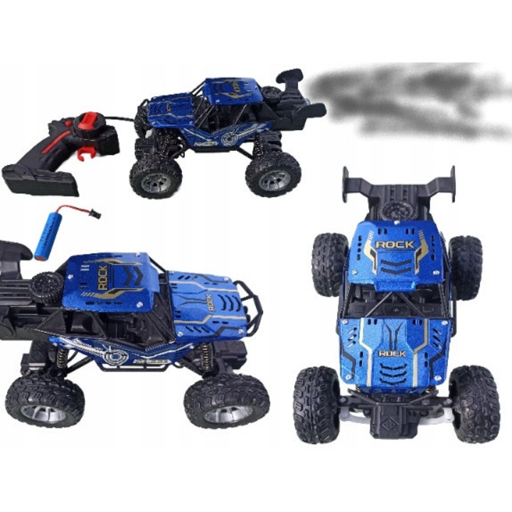 Távirányítós Integral Monster Truck autó, fém, füsteffektusokkal, 20x13x13cm, 6+ éves gyermekeknek