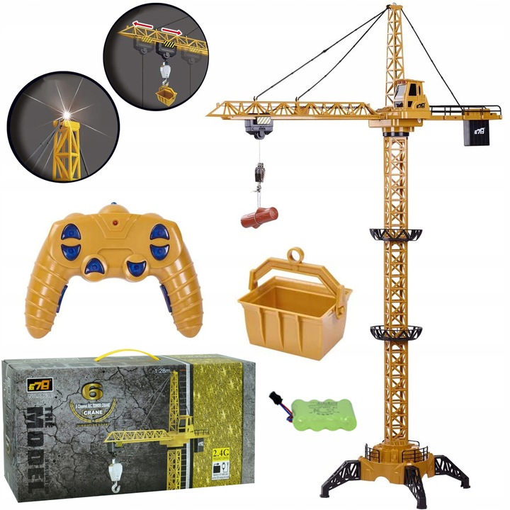 Macara de jucarie Matadi, 128cm, telecomandata, cu LED, set complet