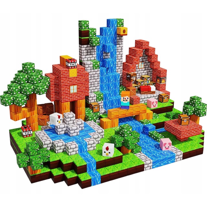 Set de constructie, 216 piese, cu figurine