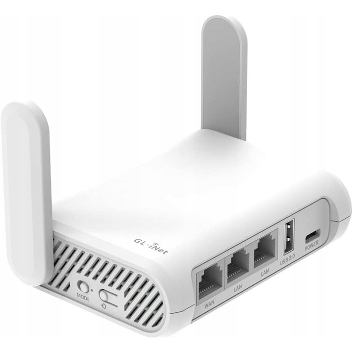 Router wireless AC1200, 2,4 GHz si 5 GHz, 2 porturi Gigabit LAN, 1 port Gigabit WAN, compact
