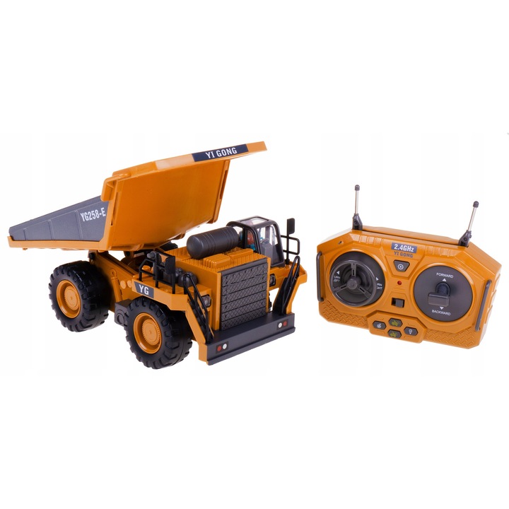 Булдозер играчка Hipo, 25 см, с дистанционно управление 2,4 GHz, функция повдигане