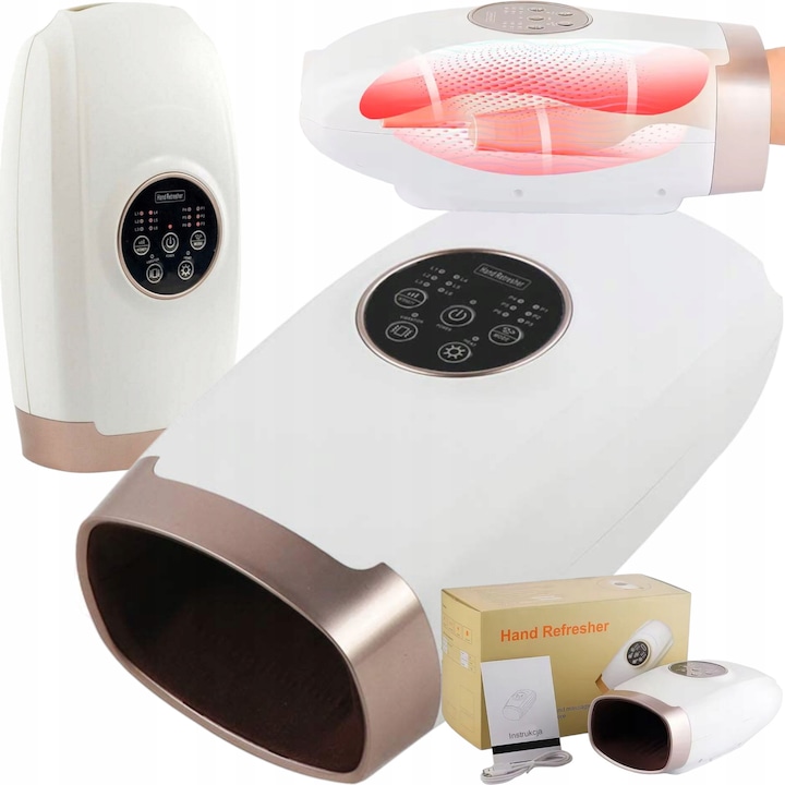 Masajer pentru maini Max-Tech, fara fir, 6 programe, functie de incalzire, 29,5x16x11,5cm, set complet