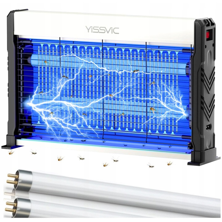 UV лампа за насекоми, 30W, черен/бял, размери 39x5x24,5см, комплект с четка за почистване