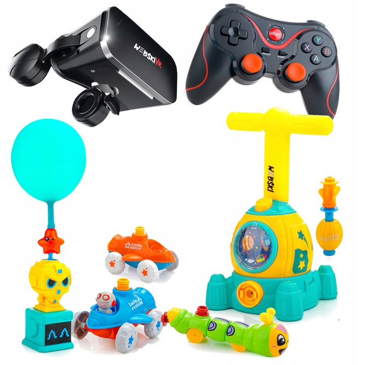 Комплект VR очила Webski с геймпад и пневматична изстрелвачка за балончета