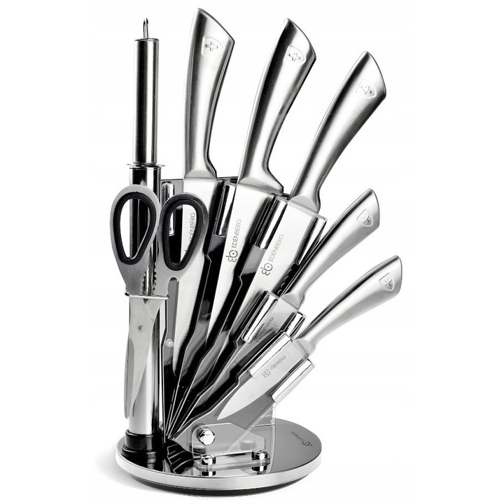 Set de cutite cu suport rotativ, 5 piese, inox, ergonomic