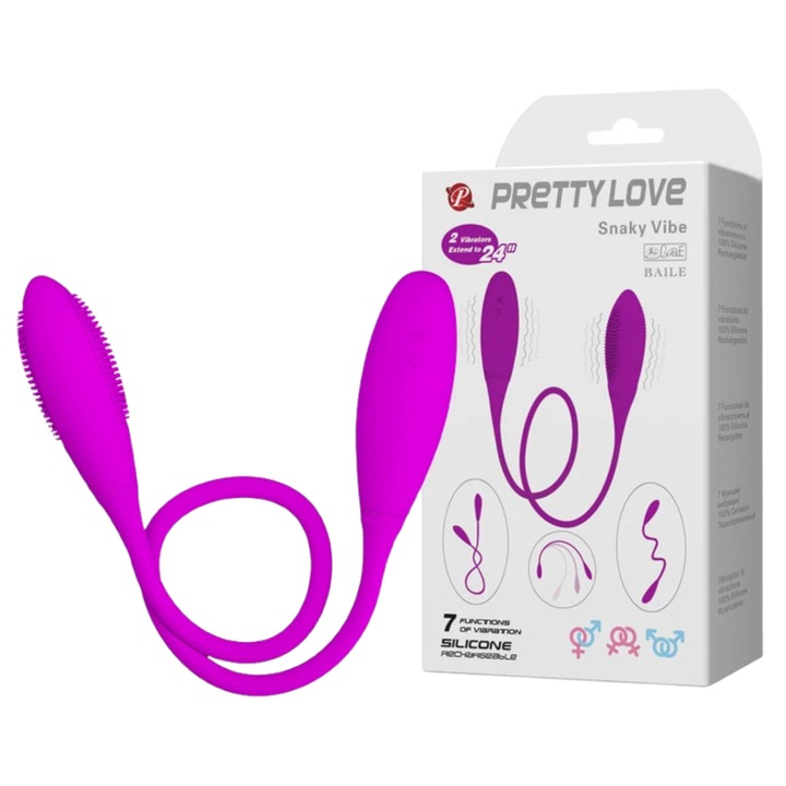 GDD páros vibrátor, kétoldalas, szilikon, 60x3,3cm, 7 rezgésmód, vízálló