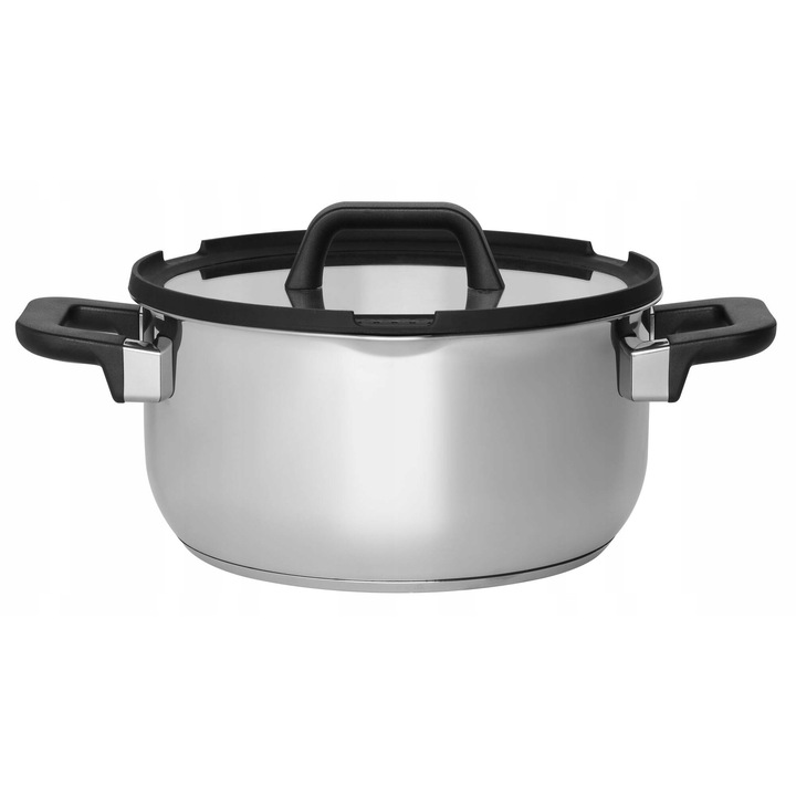 Rozsdamentes acél edény fedővel és szűrővel, Maku, 24 cm, 5,2 L, ezüst, 26x35,5x16,5 cm