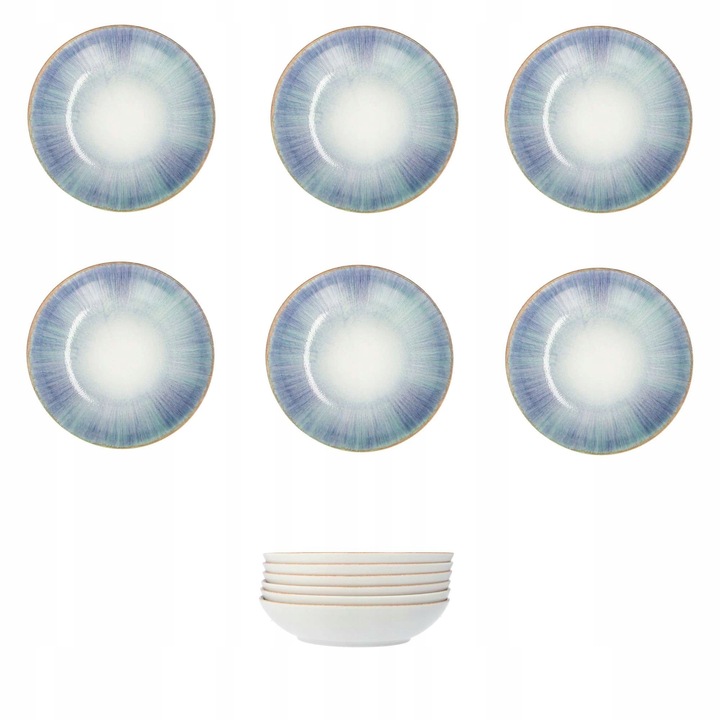 6 db mélytányér készlet, 22 cm, Lubiana, egyedi design, smaragd szín