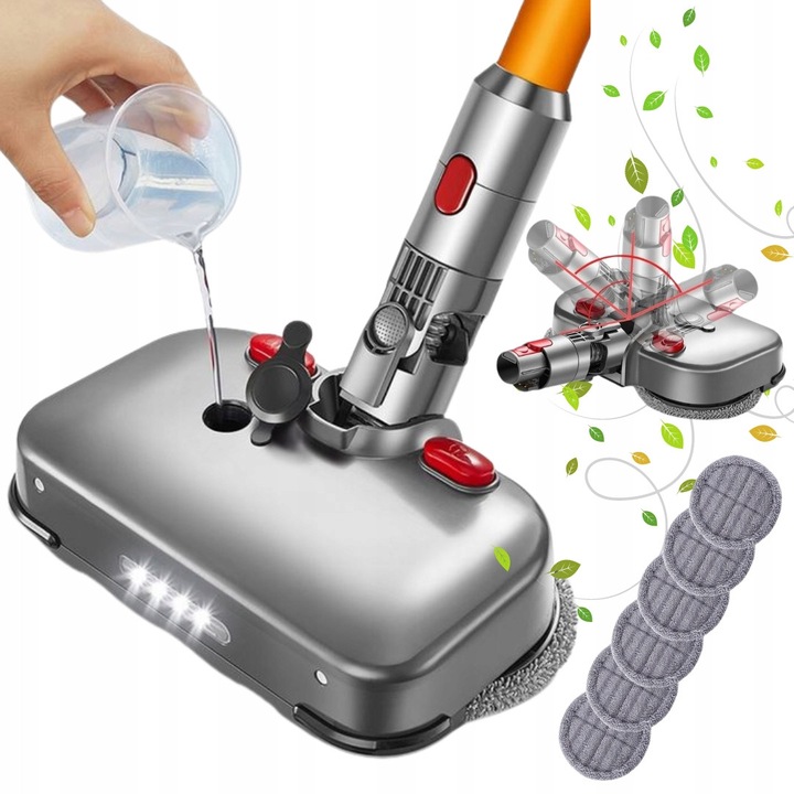 Set mop cu LED pentru aspirator Dyson V7 V8 V10 V11 V15, 6x accesorii mop, 1x cana masuratoare