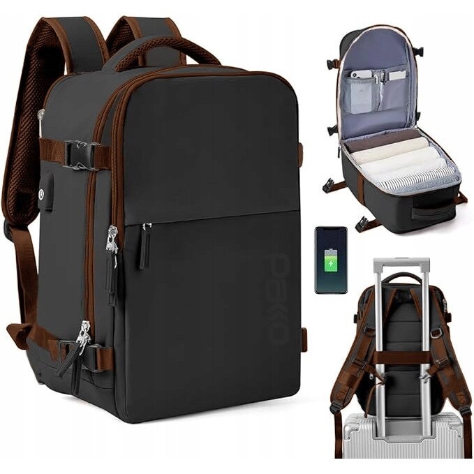 Rucsac de laptop LYNXCHER, 40x20x25cm, negru, pentru avioane, 14