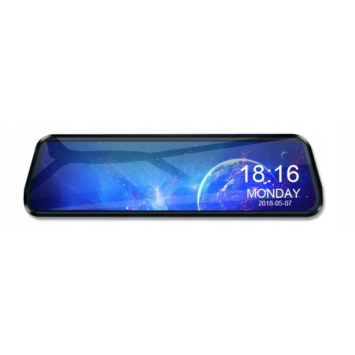 Dvr autós tükör Kopier 9.66" érintőképernyő, full HD 1080p elöl, HD 720p hátul, vízálló hátsó kamera, G-szenzor, 64GB kártya mellékelve, fekete