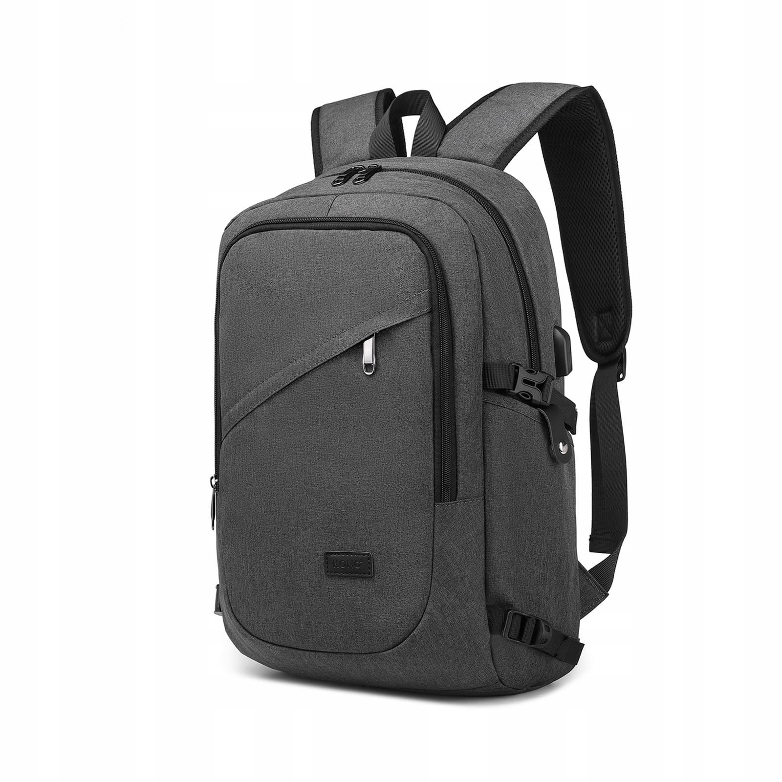 Rucsac laptop Kono 15.6", waterproof, cu port USB, gri, 50x14x30cm