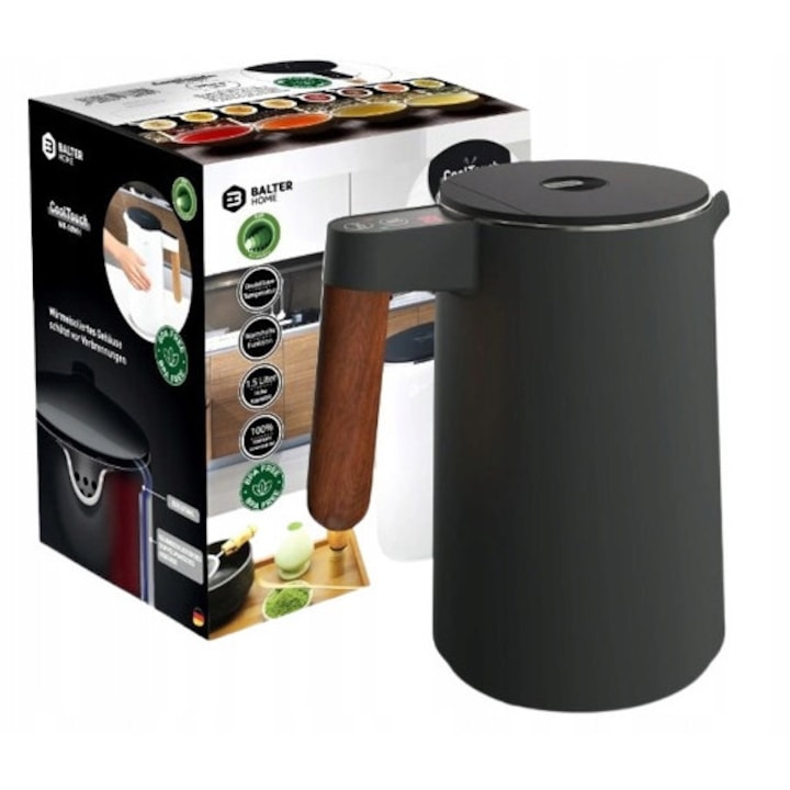 Fierbator electric Balter WK-12-GR 1,5L, 2200W, temperatura reglabila 40-100°C, gri