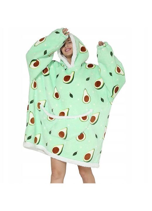 Hanorac dama, model Avocado, oversize, calduros, material pufos, One Size INTL