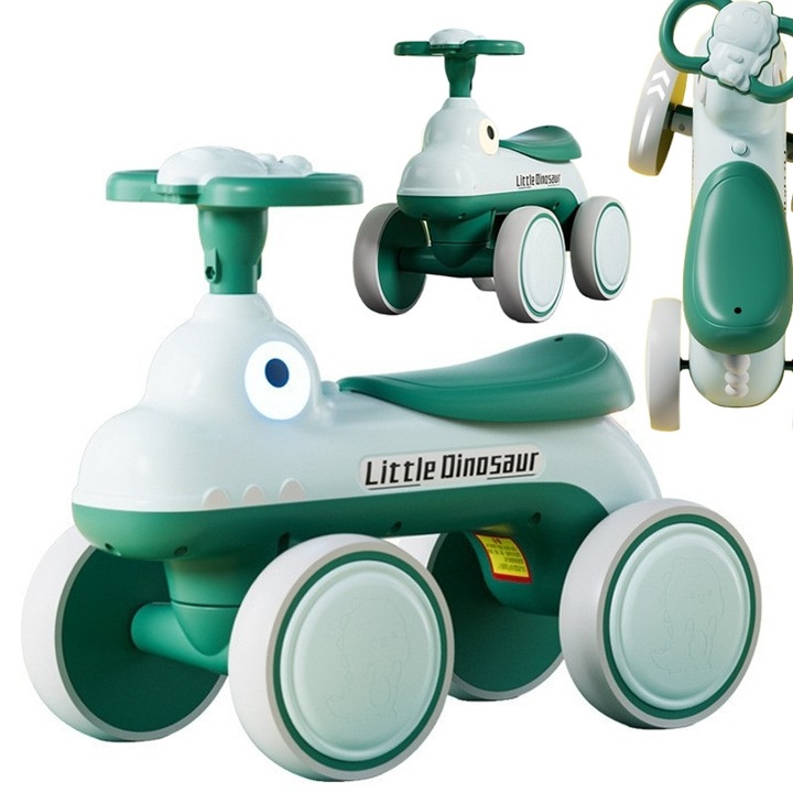 Детски велосипед Dino, зелен, 1-3 години, 4 колела, 50x27x40см