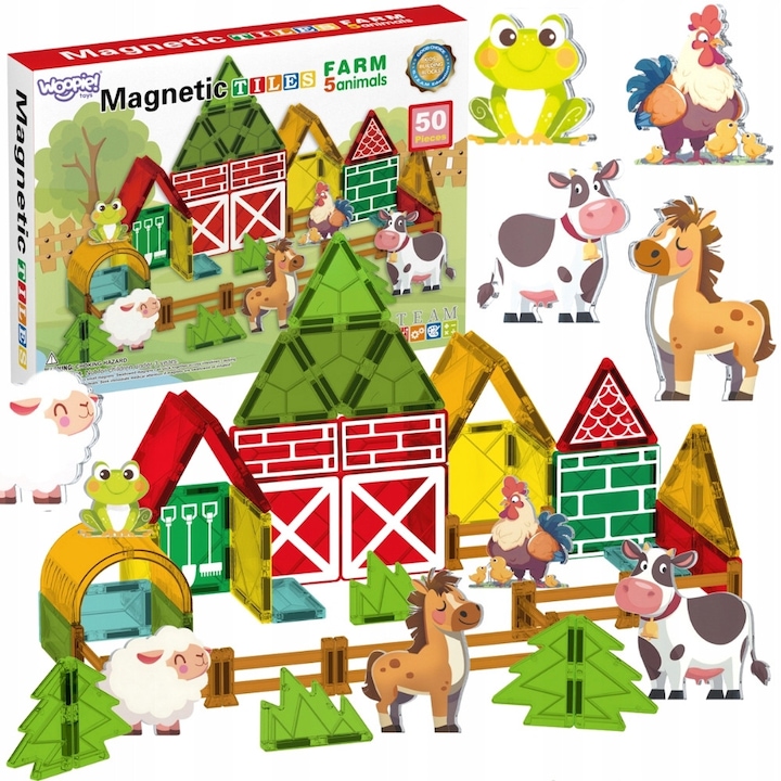 Set de constructie Woopie, MAGNETYCZNE KLOCKI KONSTRUKCYJNE, 50 el, multicolor