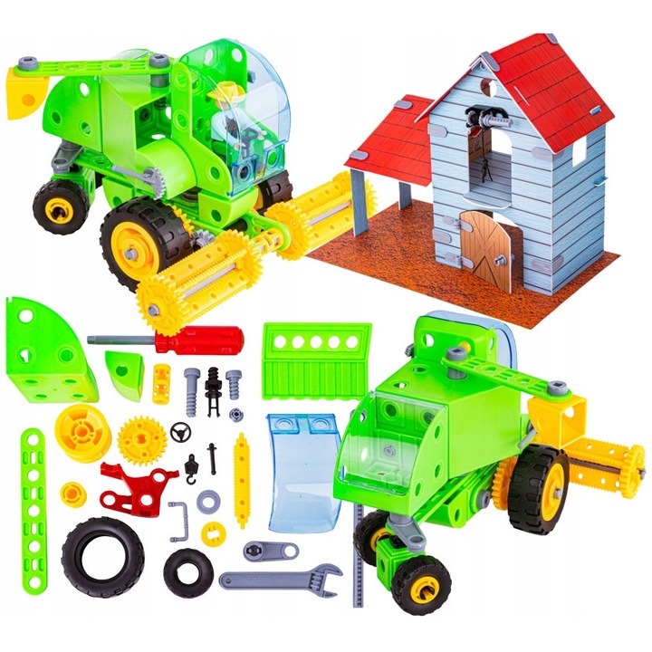 Комплект за конструиране, селскостопански превозни средства, 8 в 1, многоцветен, 49x33x8см