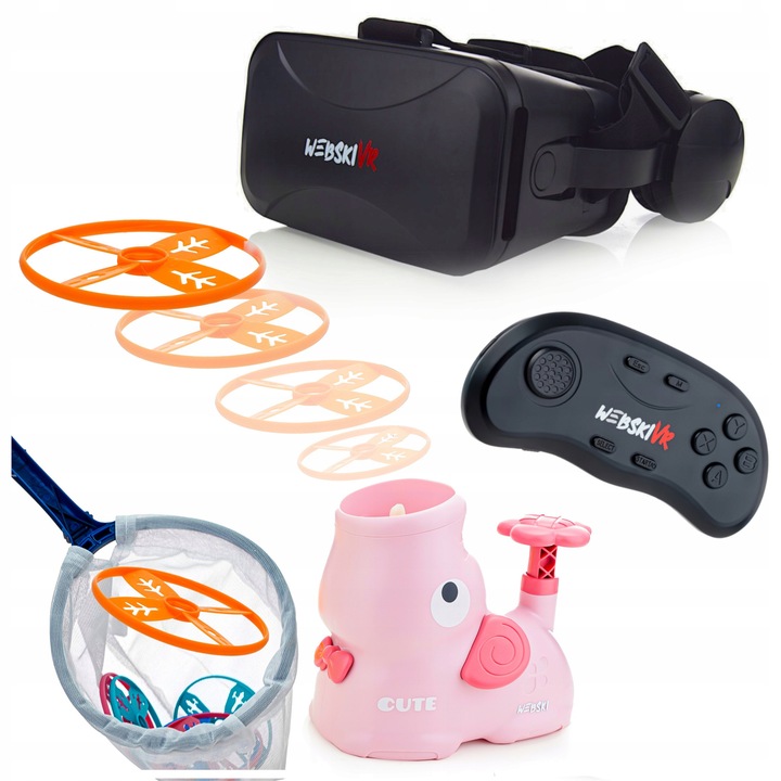 Ochelari VR Webski, cu gamepad si lansator de discuri, 175x80mm, filtru de lumina albastra, confortabili