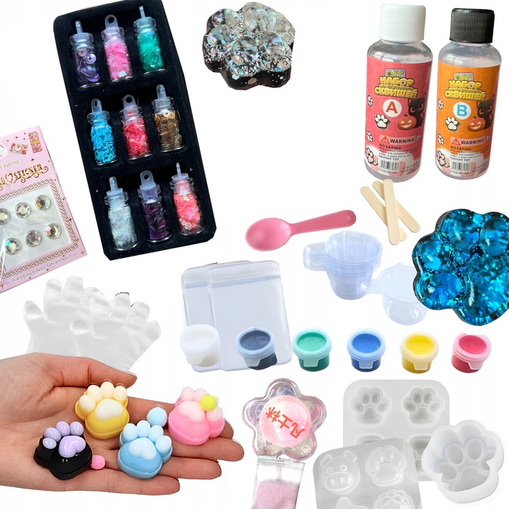 Slime készítő szett csillámmal, útmutatóval, modellező pasztával