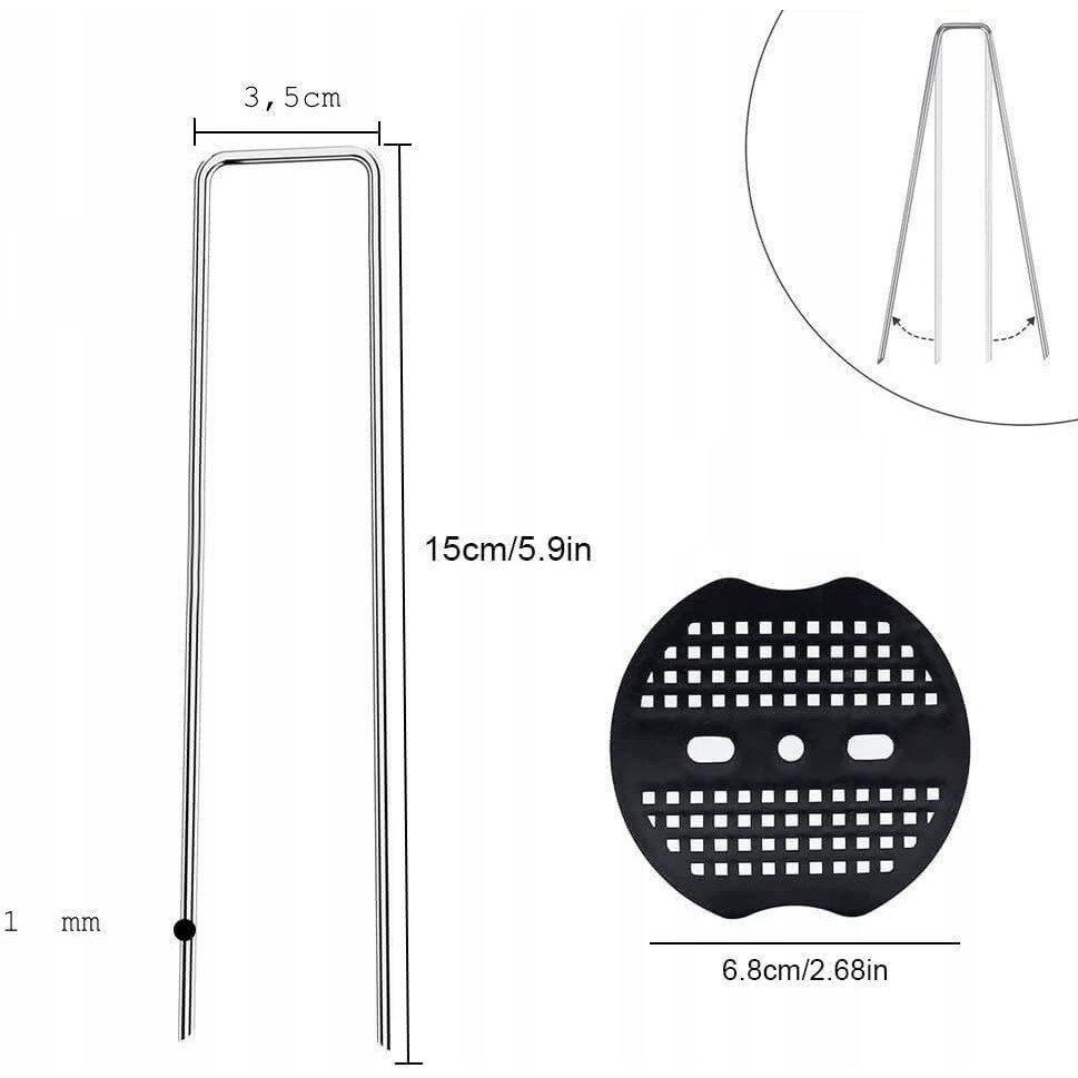 Set 100 coturi U pentru ancorarea ierbii artificiale cu 100 inele ...