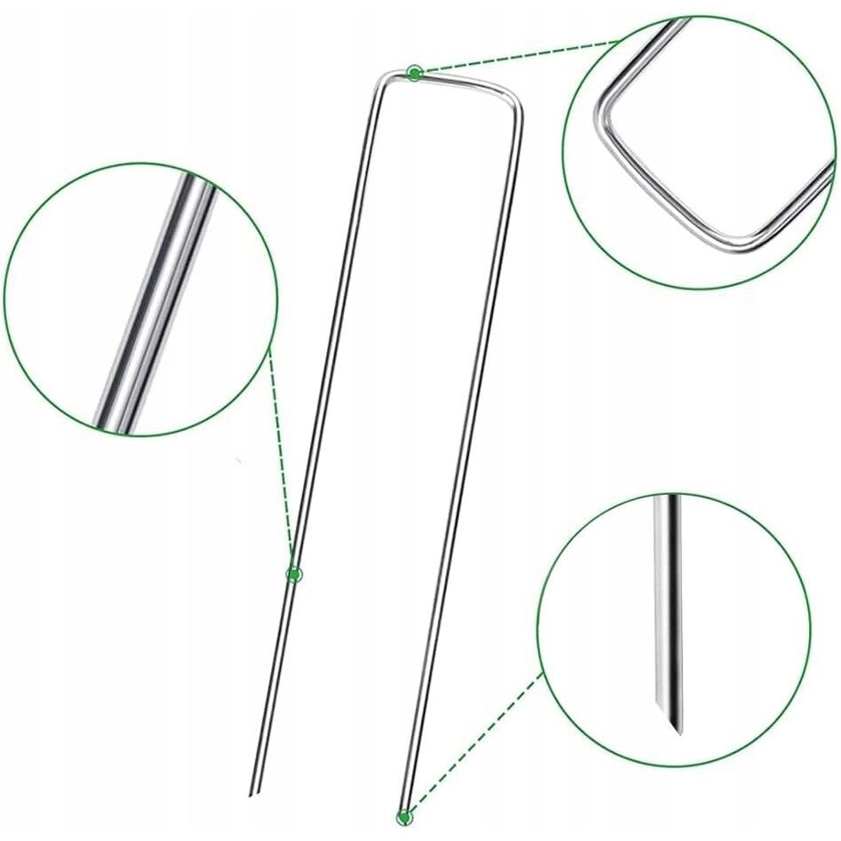 Set 100 coturi U pentru ancorarea ierbii artificiale cu 100 inele ...