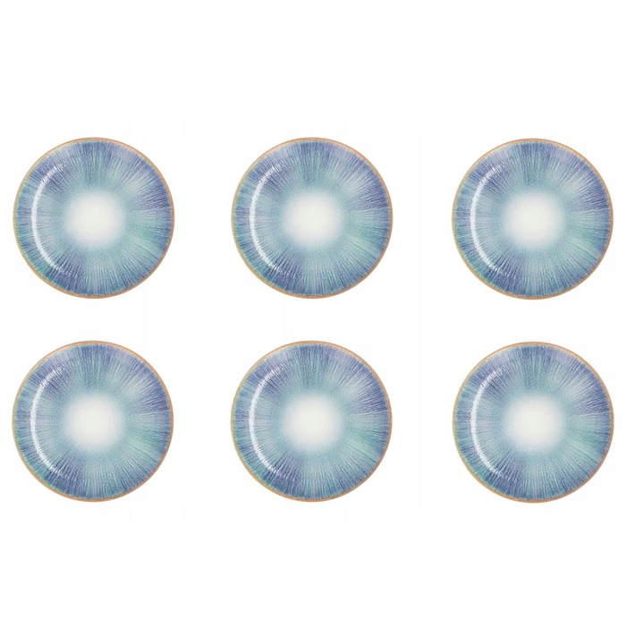 6 db-os desszerttányér készlet, Lubiana, 20,5 cm, egyedi design, smaragd szín