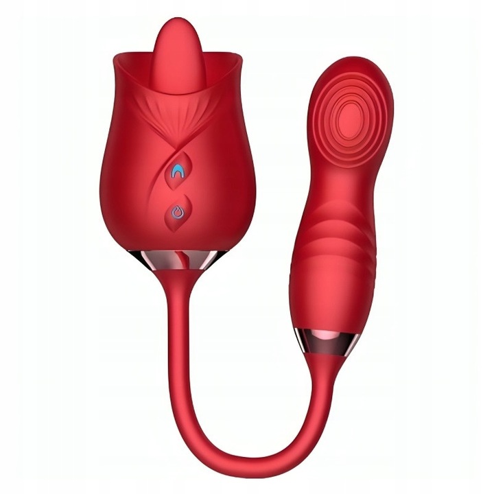 Piros vibrátor dupla stimulációval, 10 mód, orvosi szilikon, 2 óra üzemidő