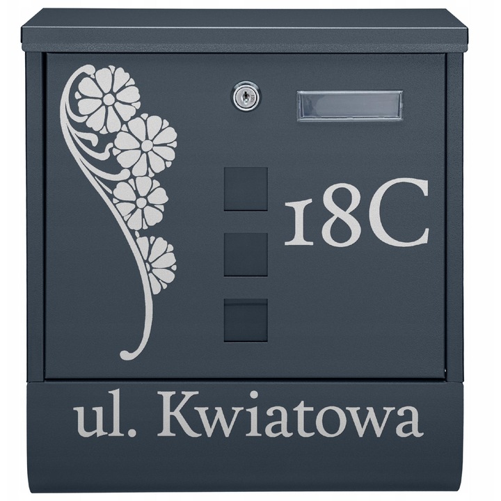 Cutie postala personalizata M-TEC Classic, antracit, 34x30x9,5cm, cu 3 vizorii, montaj simplu