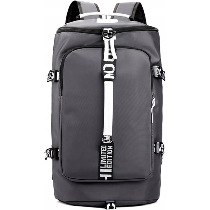 K&M túrahátizsák, 23x30x50cm, szürke, vízálló, laptopzsebbel