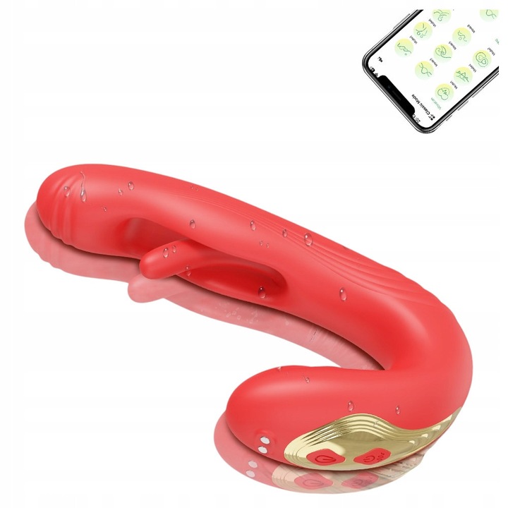 Vibrator anal si vaginal Night Fantasy, 9 moduri de vibratie, rosu, cu aplicatie mobila