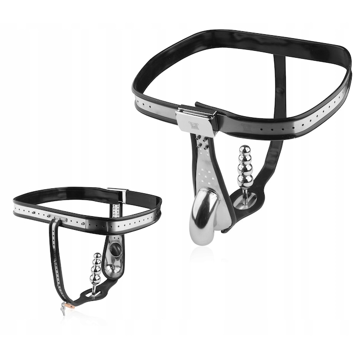 Centura de castitate, Night Fantasy, cu suport pentru penis si jucarie anala