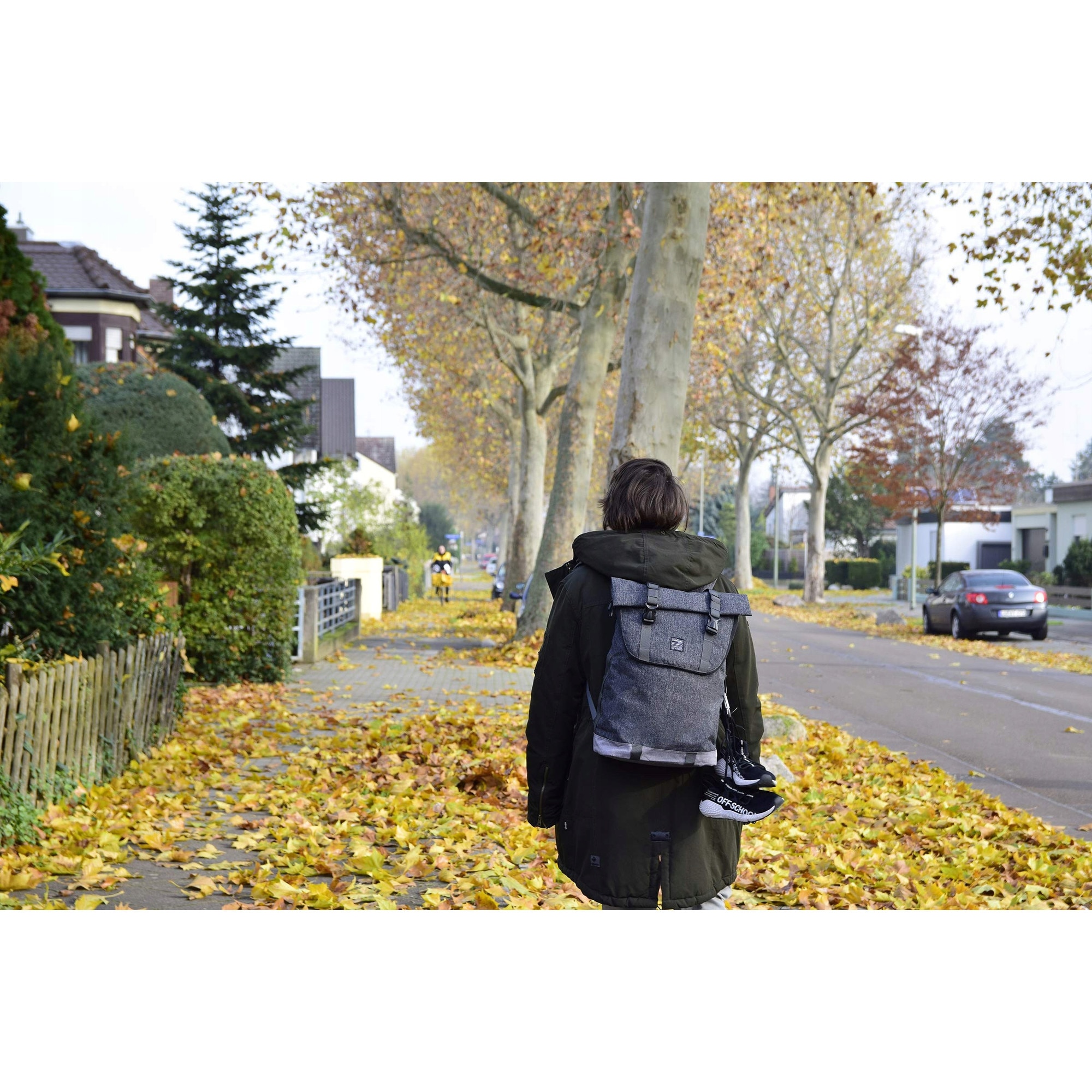 Rucsac laptop 16", Evervanz, gri, 36x14x52cm, volum variabil 18-25 litri, design anti-furt