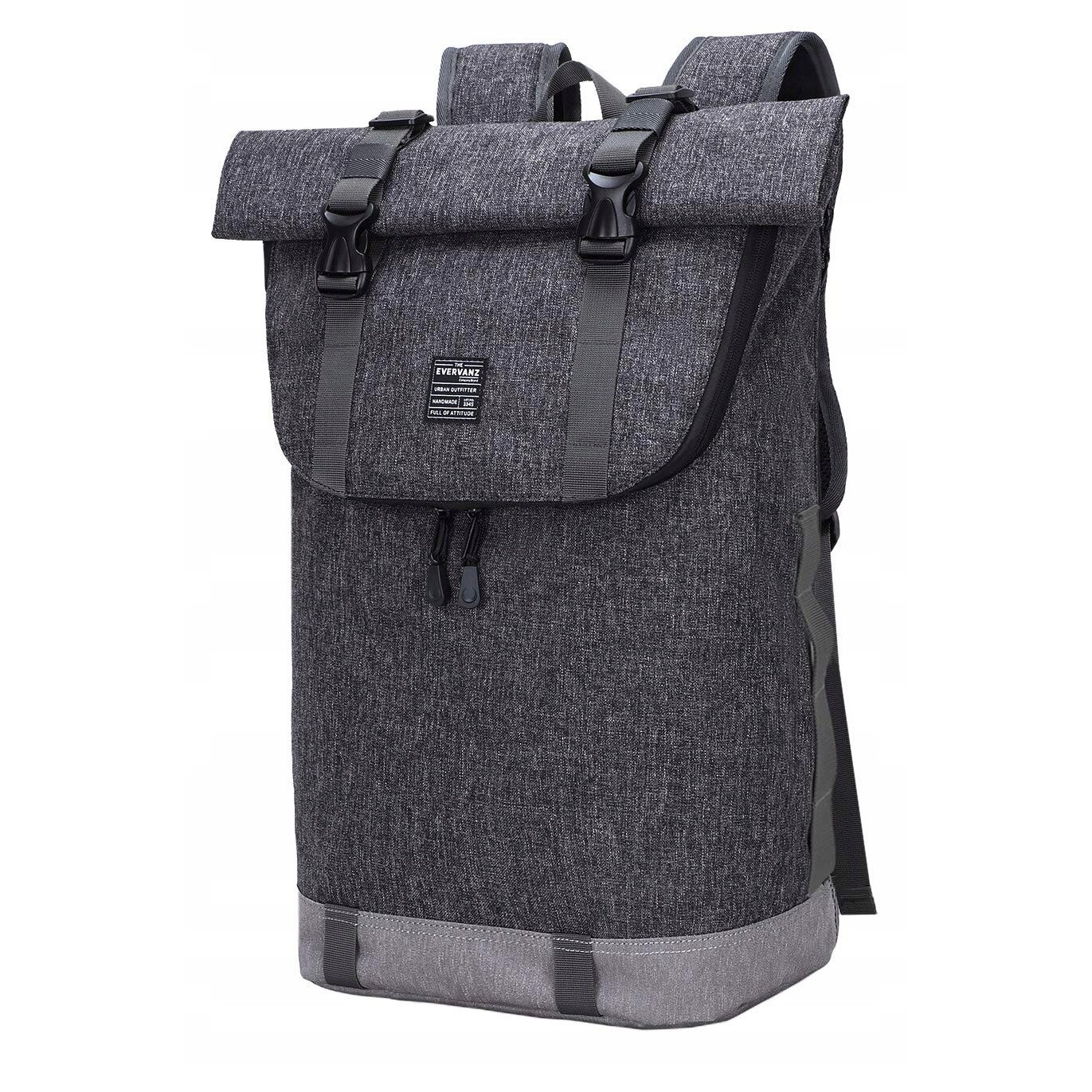 Rucsac laptop 16", Evervanz, gri, 36x14x52cm, volum variabil 18-25 litri, design anti-furt