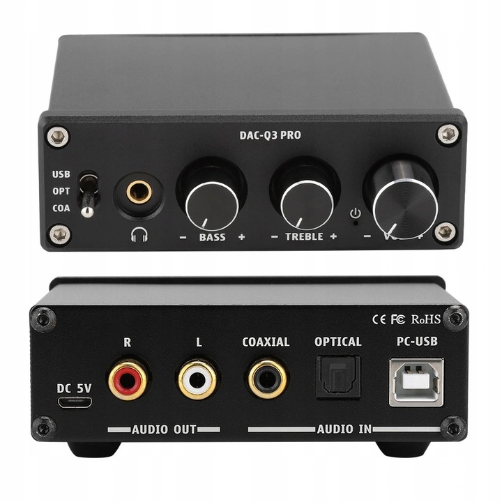 Amplificator DAC, model AC-Q3, 90mW, 20Hz-20kHz, RCA, 3,5mm, set complet