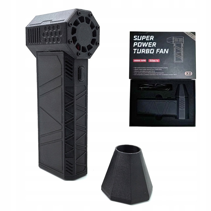 Miniatuara Dmuchava Turbo, 130000 RPM, 4000 mAh, 14,3x9,3x3,9cm, Set cu cablu de incarcare